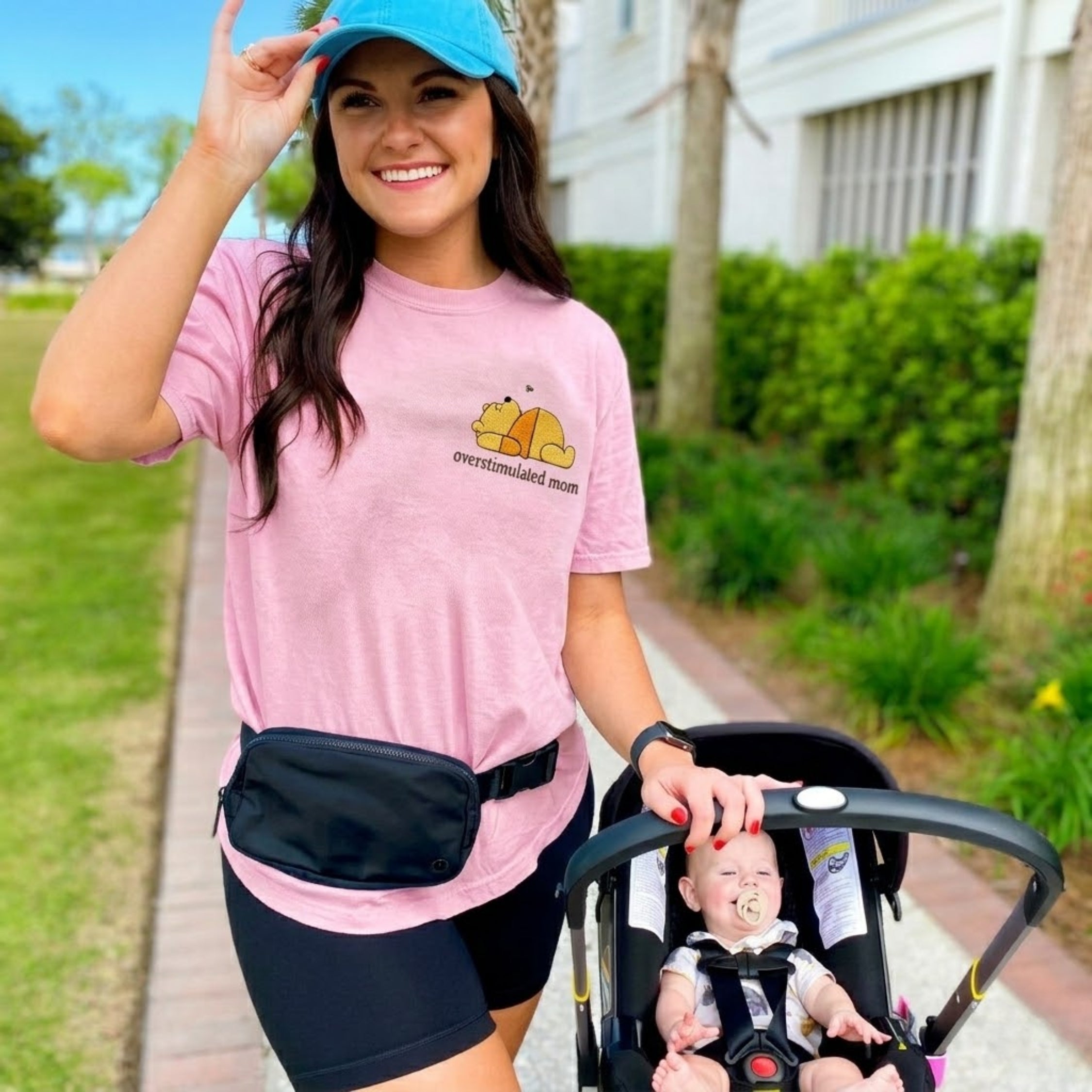 Embroidered Overstimulated Bear Mom T-shirt