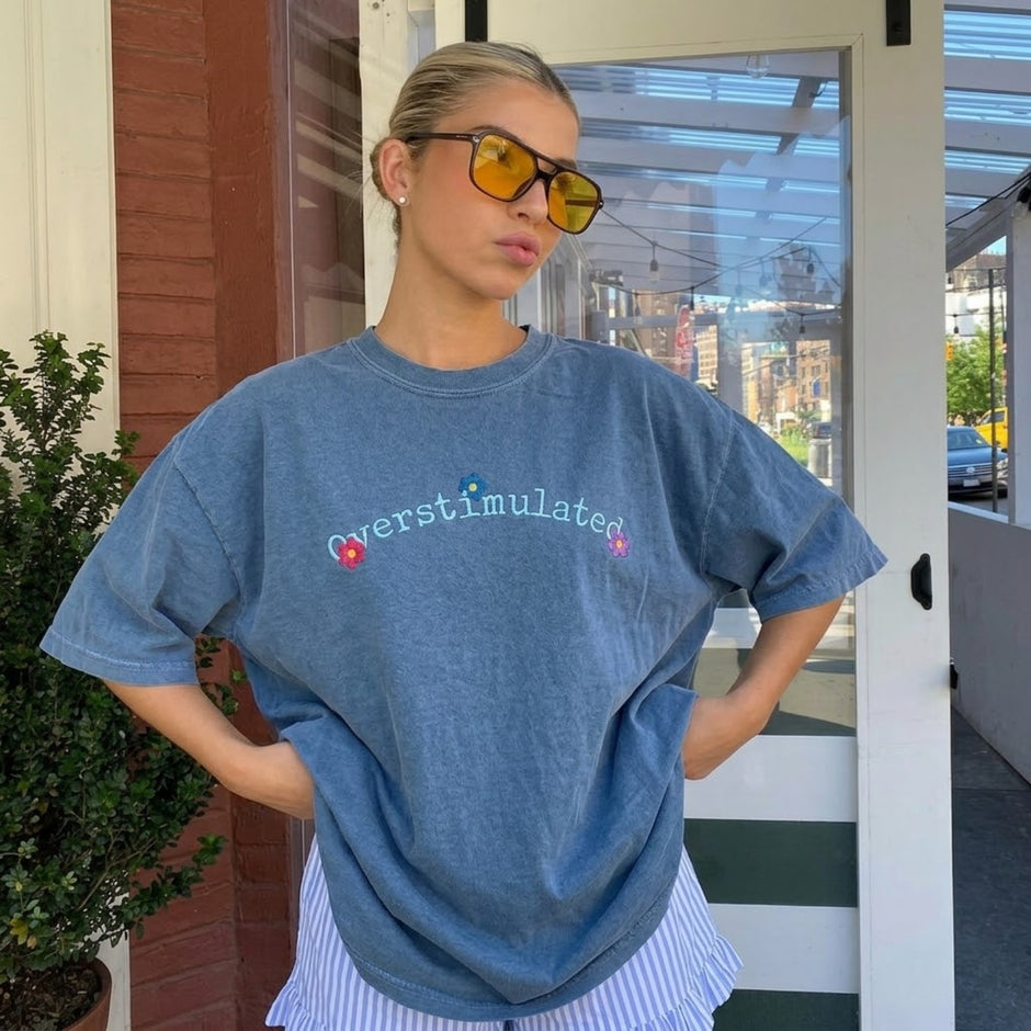 Embroidered Overstimulated Comfort Colors T-shirt