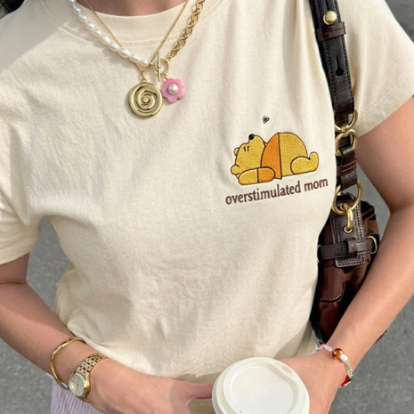 Embroidered Overstimulated Bear Mom T-shirt