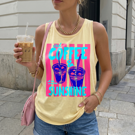 Iced Coffee& Sunshine  Striped Tank Top