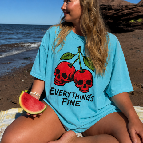 Everything Is Fine Skull Cherries T-shirt