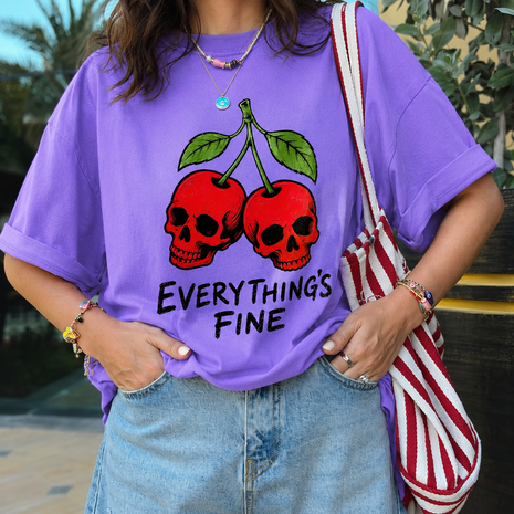 Everything Is Fine Skull Cherries T-shirt
