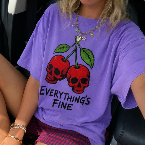 Everything Is Fine Skull Cherries T-shirt