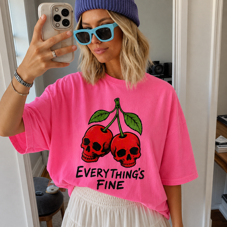 Everything Is Fine Skull Cherries T-shirt