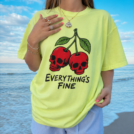 Everything Is Fine Skull Cherries T-shirt