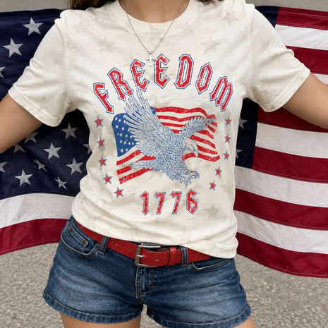 Freedom Eagle 1776 Cream Star T-shirt