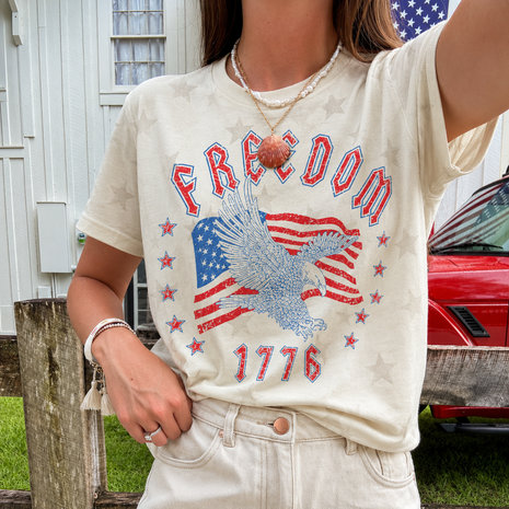 Freedom Eagle 1776 Cream Star T-shirt