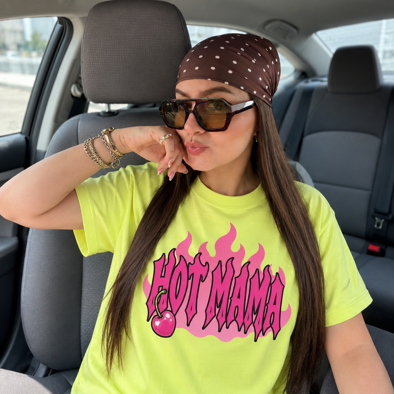 Hot Mama Cherry Flames Graphic T-shirt