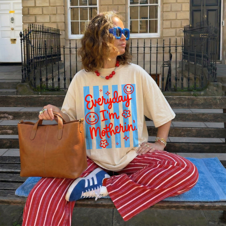 Striped Neon Coquette Everyday I'm Motherin' T-shirt