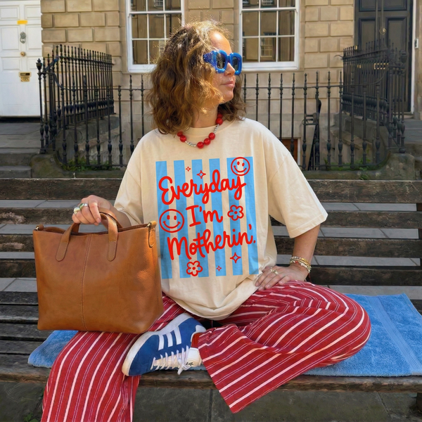 Striped Neon Coquette Everyday I'm Motherin' T-shirt