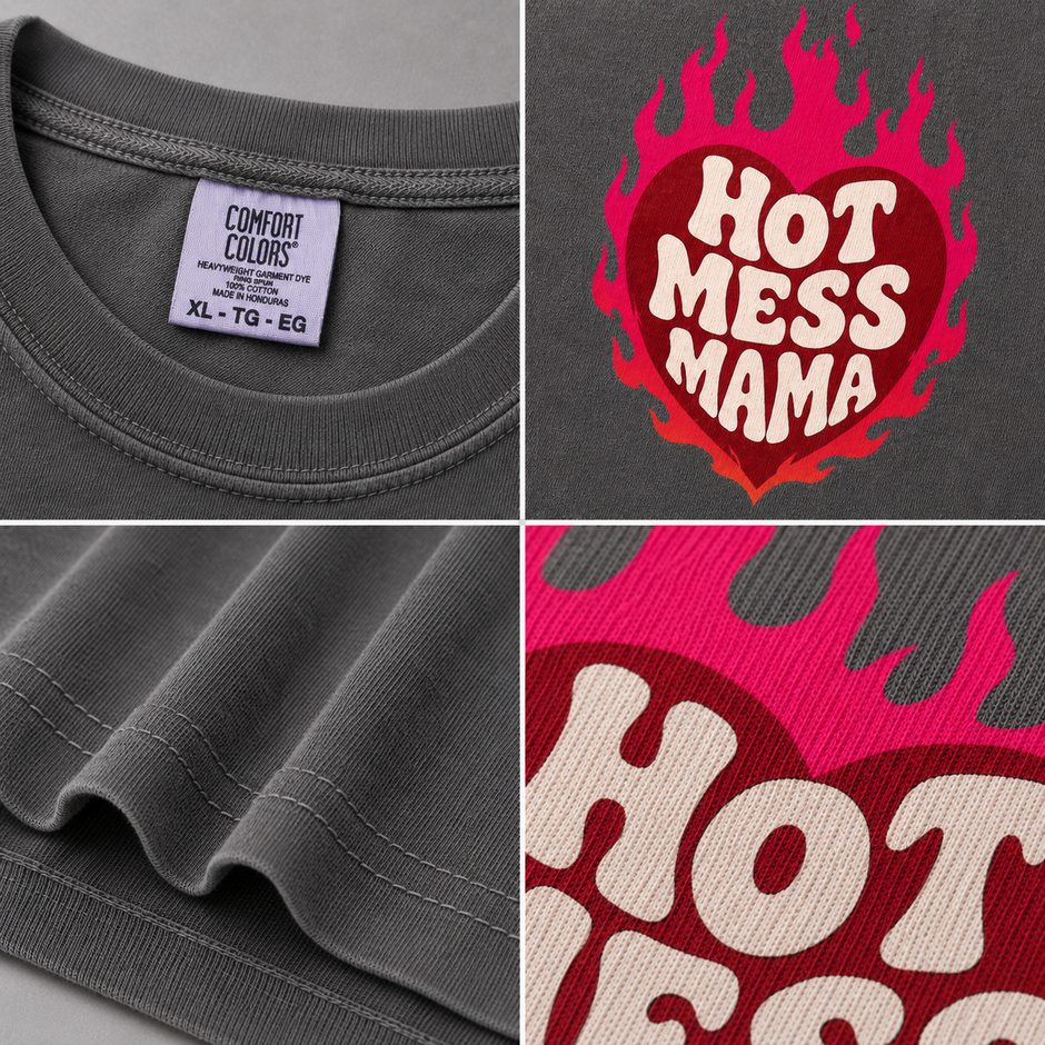 Hot Mess Mama Flaming Heart T-shirt