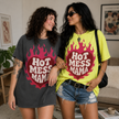 Hot Mess Mama Flaming Heart T-shirt