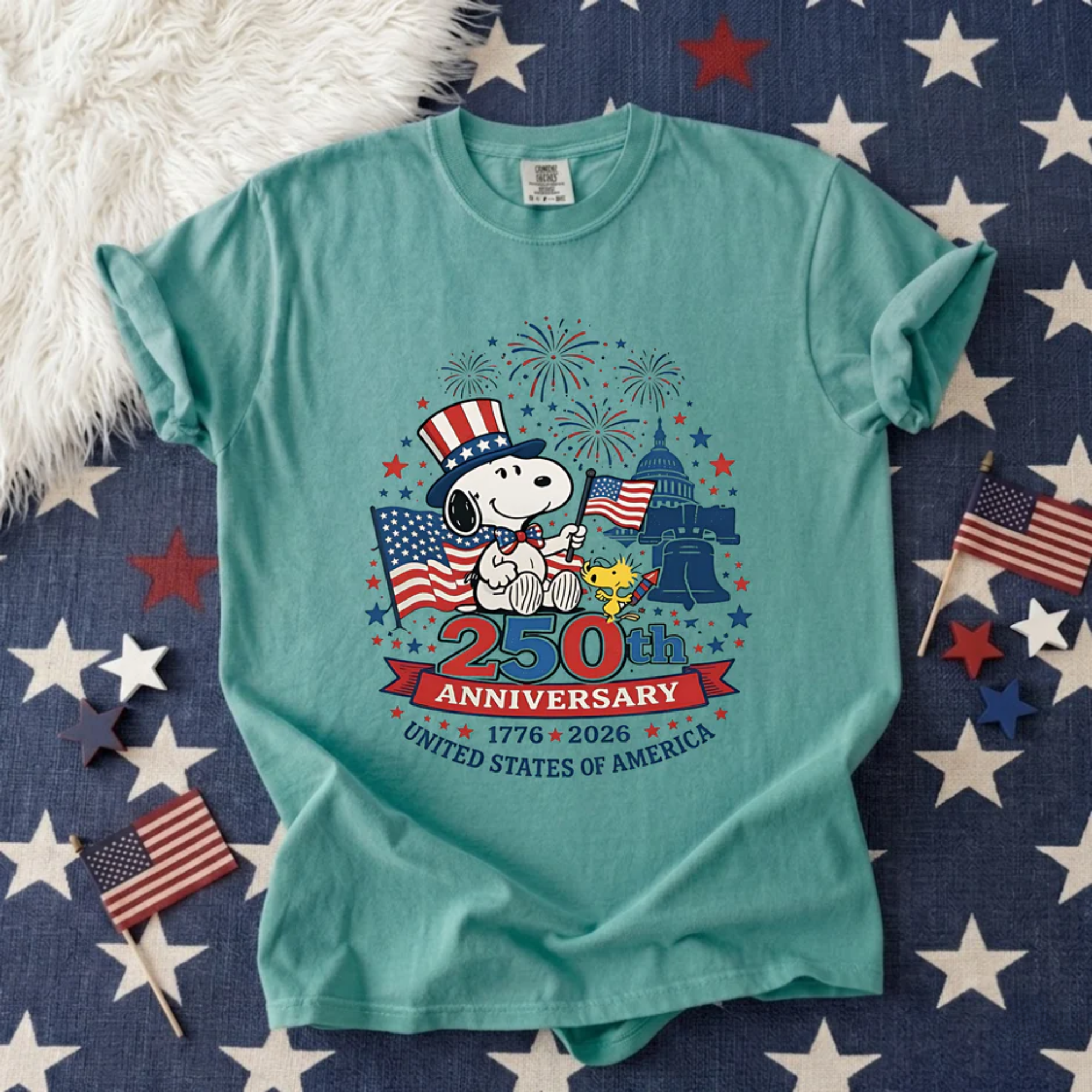 America 250th Anniversary Patriotic Dog T-shirt