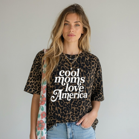PUFF All Over Print Cool Moms Love America Club T-shirt