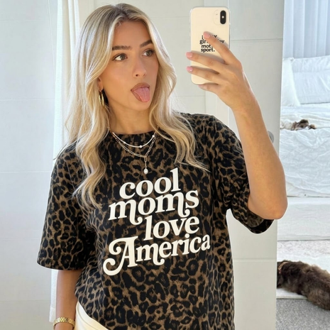 PUFF All Over Print Cool Moms Love America Club T-shirt