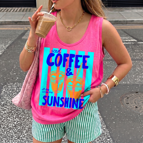 Iced Coffee& Sunshine  Striped Tank Top