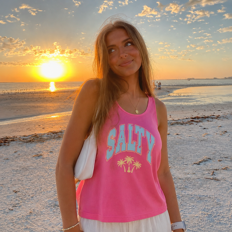 Neon Salty Beach Summer Tank Top