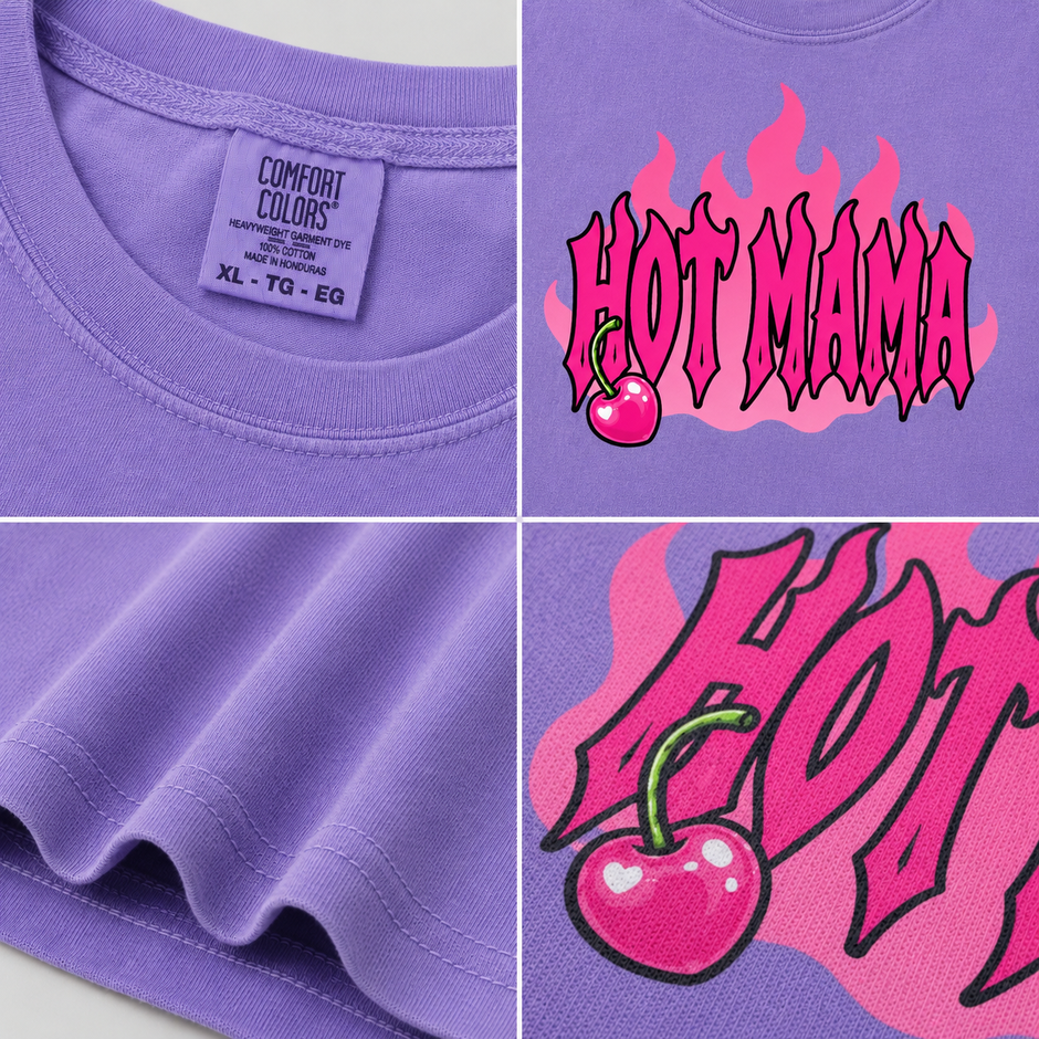 Hot Mama Cherry Flames Graphic T-shirt