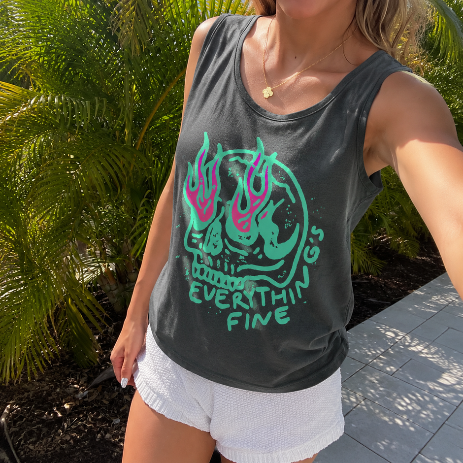 Everything Is Fine Graphic Tank Top