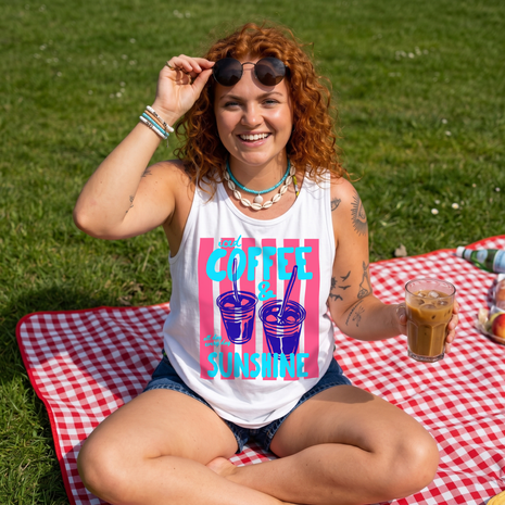 Iced Coffee& Sunshine  Striped Tank Top